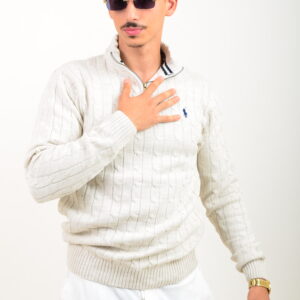 Pull RL demi-zippé en coton torsadé